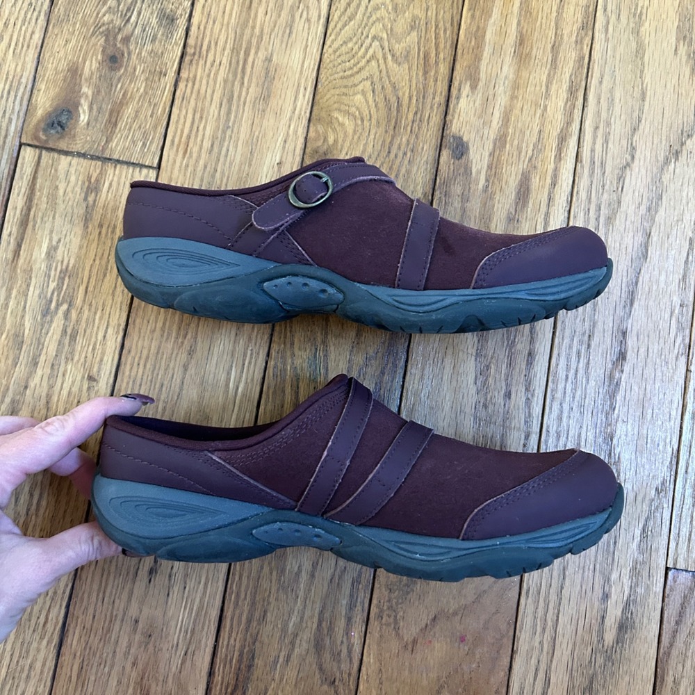 Easy Spirit Seequinox Burgundy Suede Clogs Mules Sneakers Womens 8M